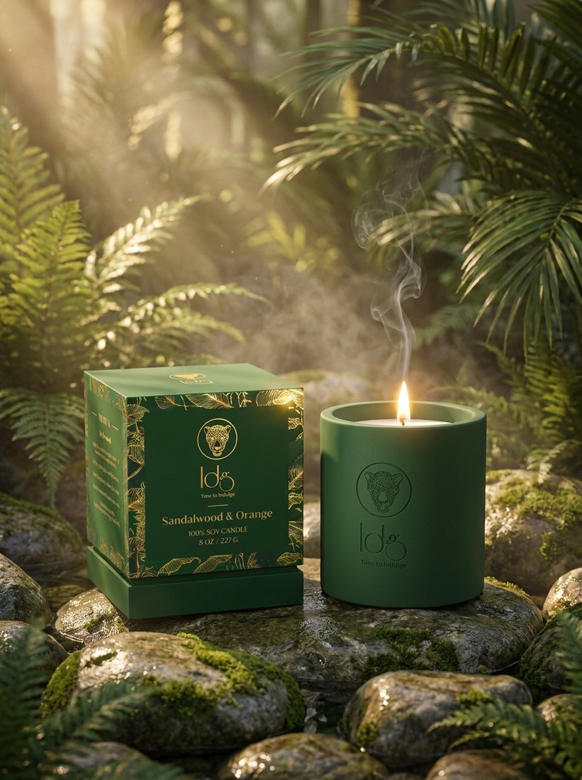Sandalwood candle in a jungle scene